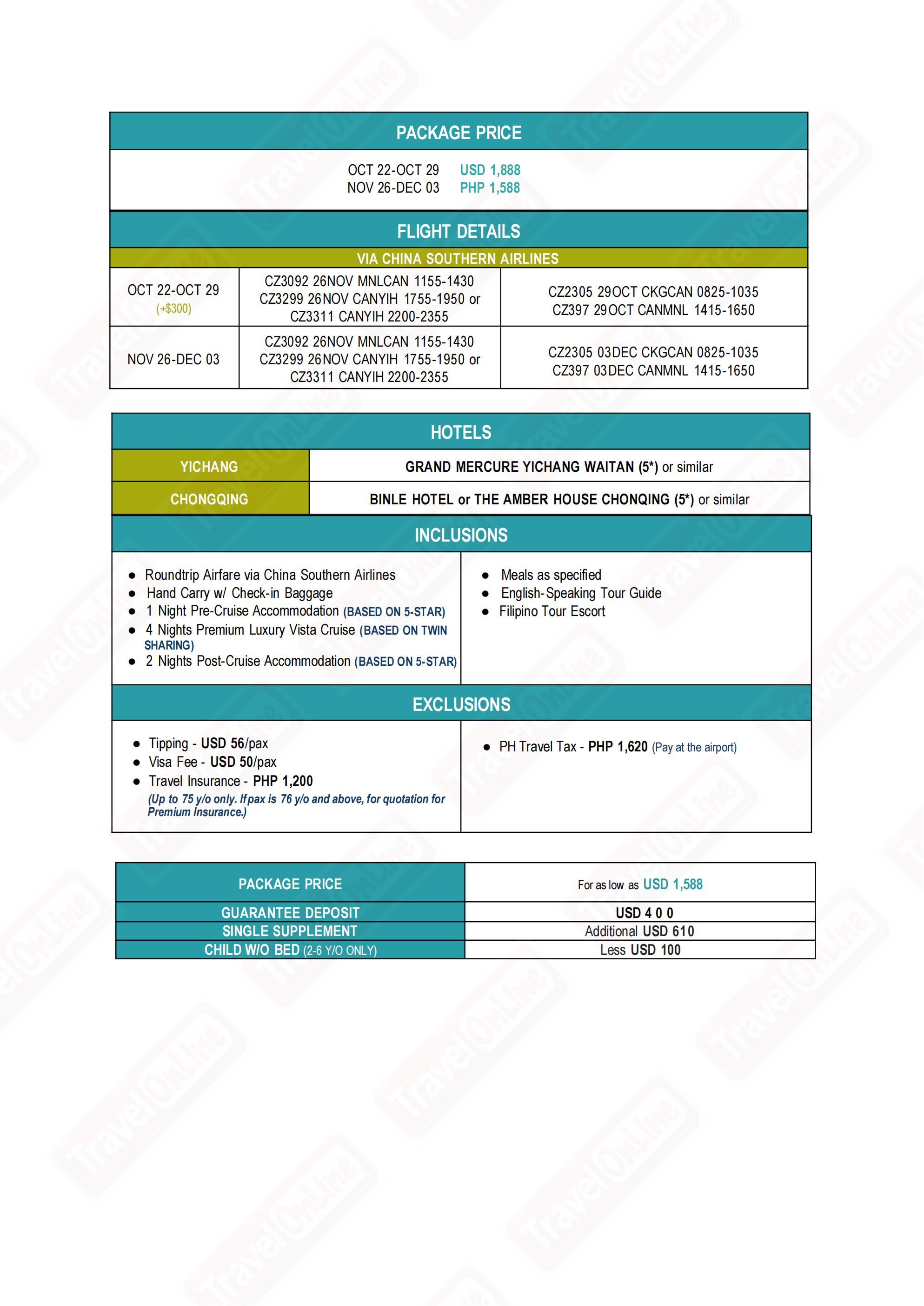 CHINA (Wo Ai Ni-Yangtze) 2026: AS LOW AS $1588/PAX itinerary