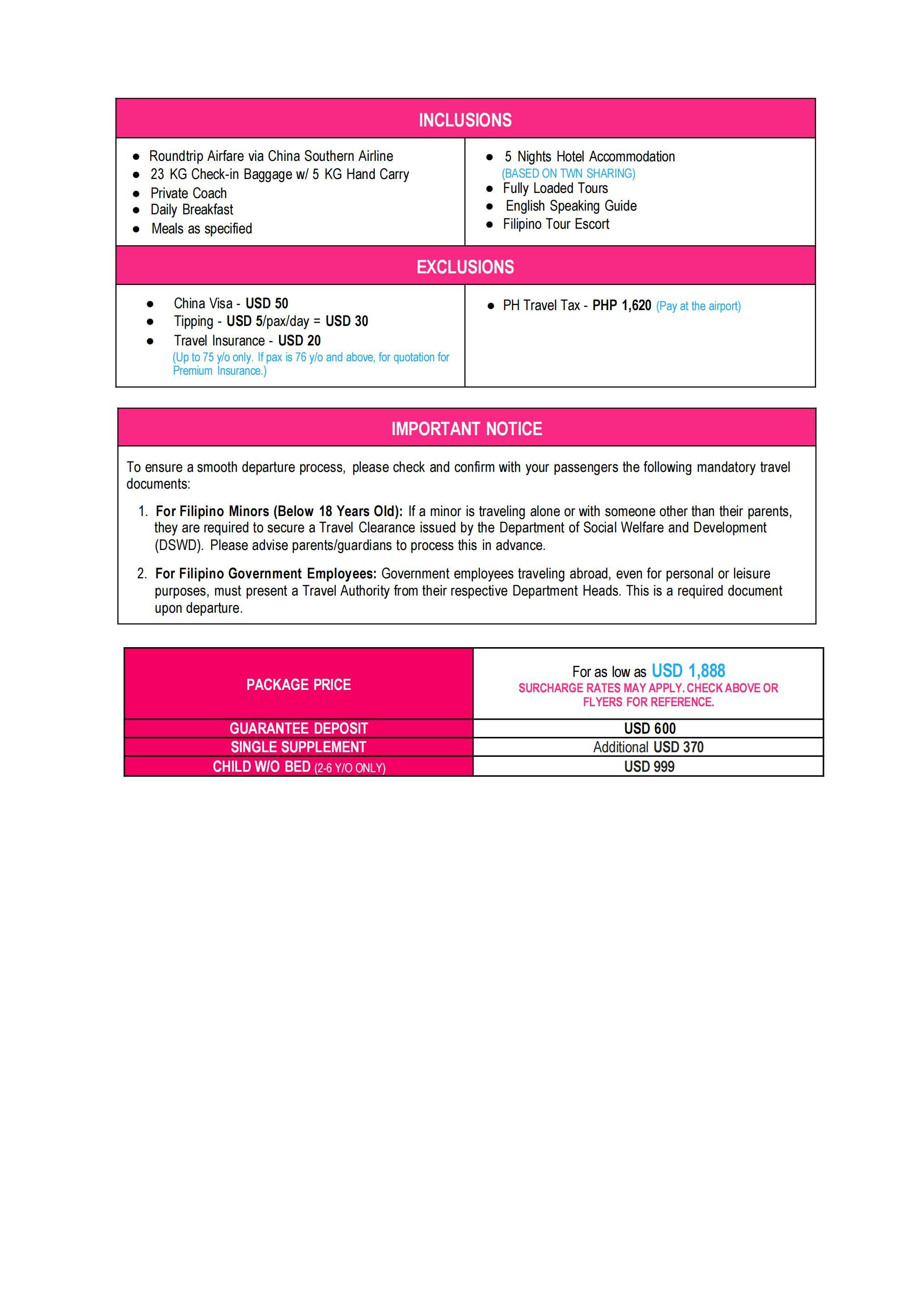 CHINA (Wo Ai Ni-Harbin) 2026-2027 : AS LOW AS $1888/PAX itinerary