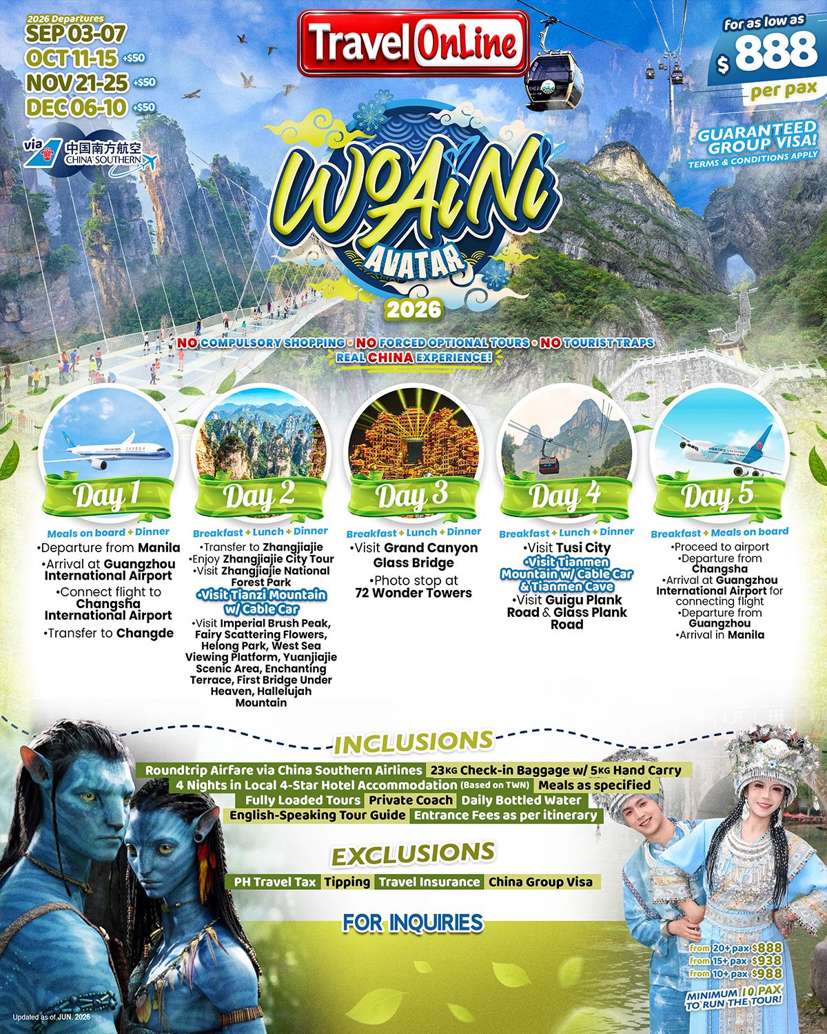 CHINA (Wo Ai Ni-Avatar) 2026: AS LOW AS $888/PAX promo image