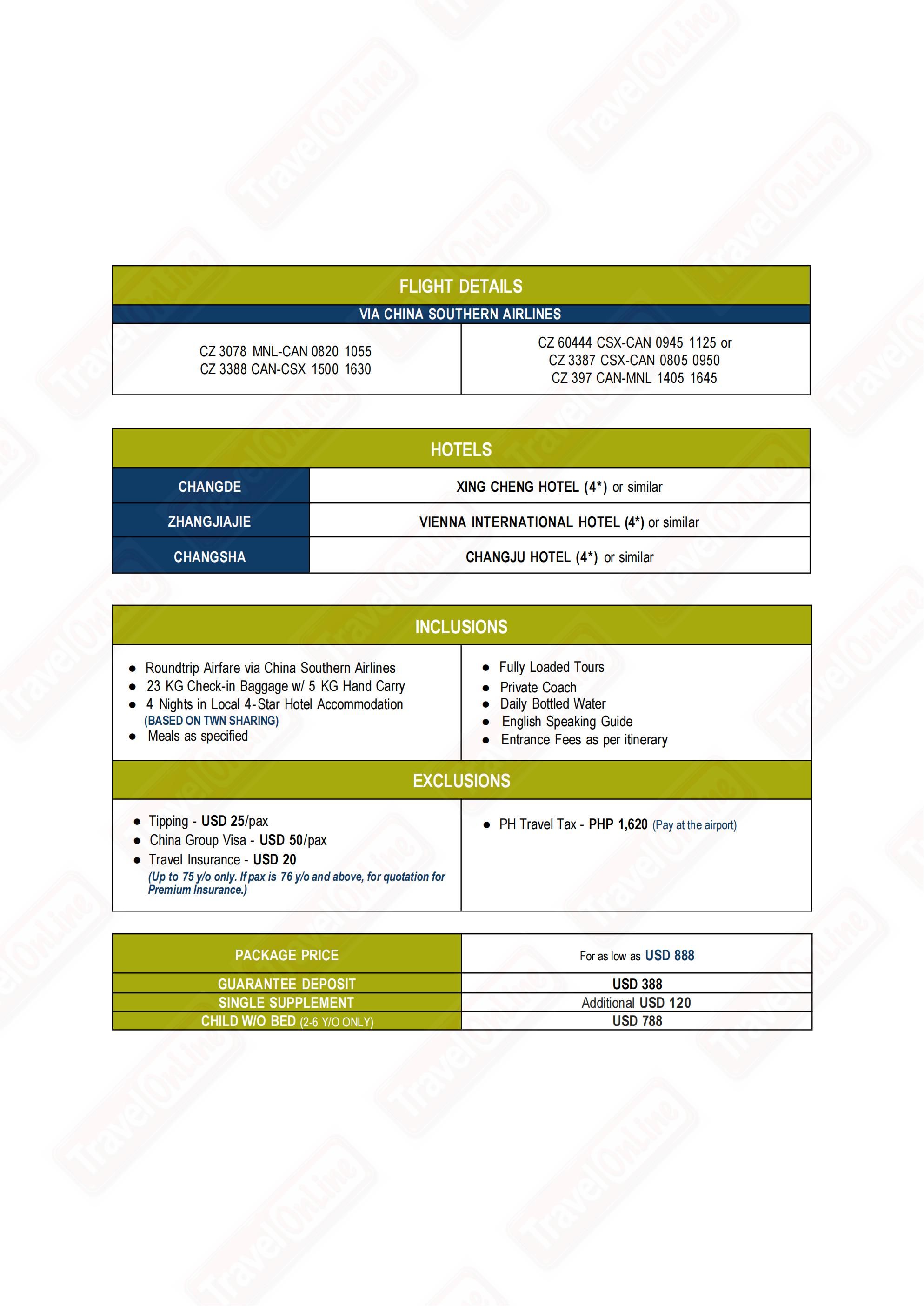 CHINA (Wo Ai Ni-Avatar) 2026: AS LOW AS $888/PAX itinerary
