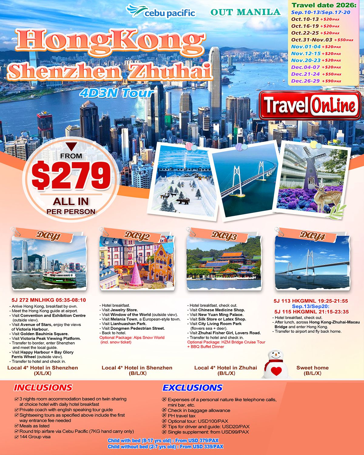 HongKong+Shenzhen+Zhuhai 4D3N (5J), 2026: AS LOW AS $279/PAX promo image