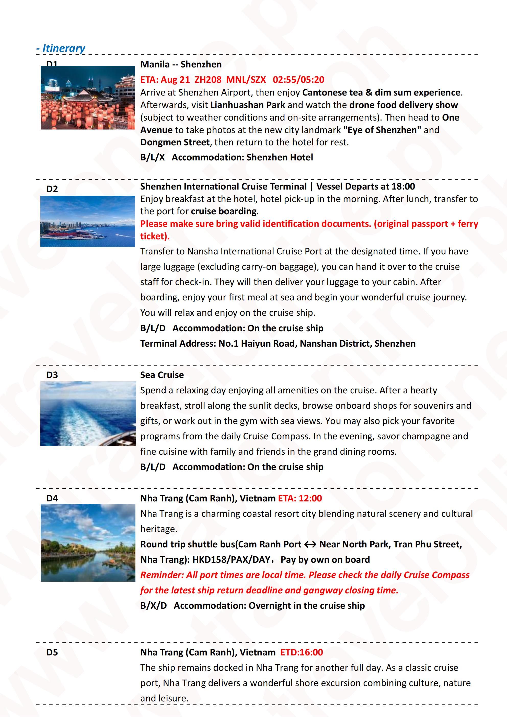 (FLY+CRUISE) Adora Magic City Cruise 8D7N (China Shenzhen+Vietnam Nha Trang),2026: AS LOW AS $1388/PAX itinerary