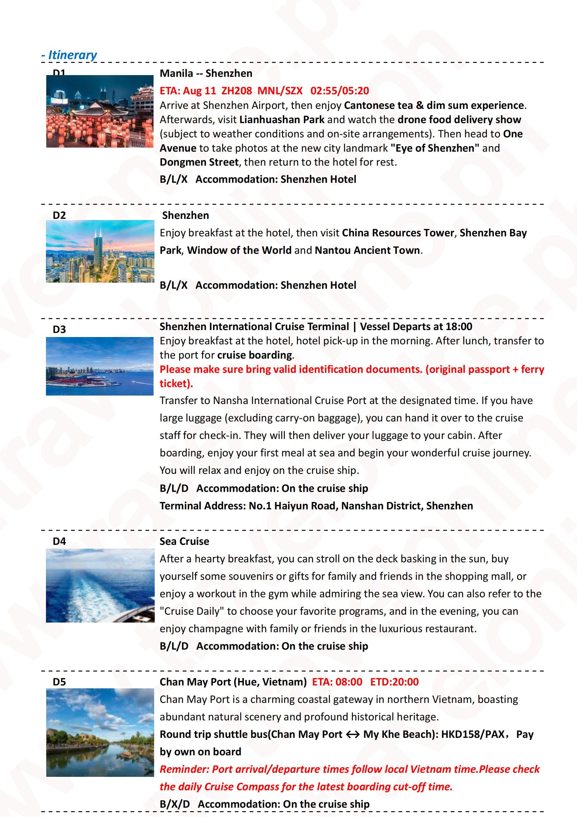 (FIY+CRUISE) Adora Magic City Cruise 7D6N (China Shenzhen+Vietnam Hue),2026: AS LOW AS $1288/PAX itinerary