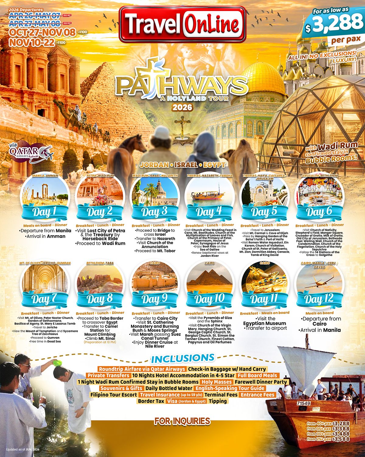HOLYLAND (Pathways Holyland) 2026: AS LOW AS$4988/PAX promo image