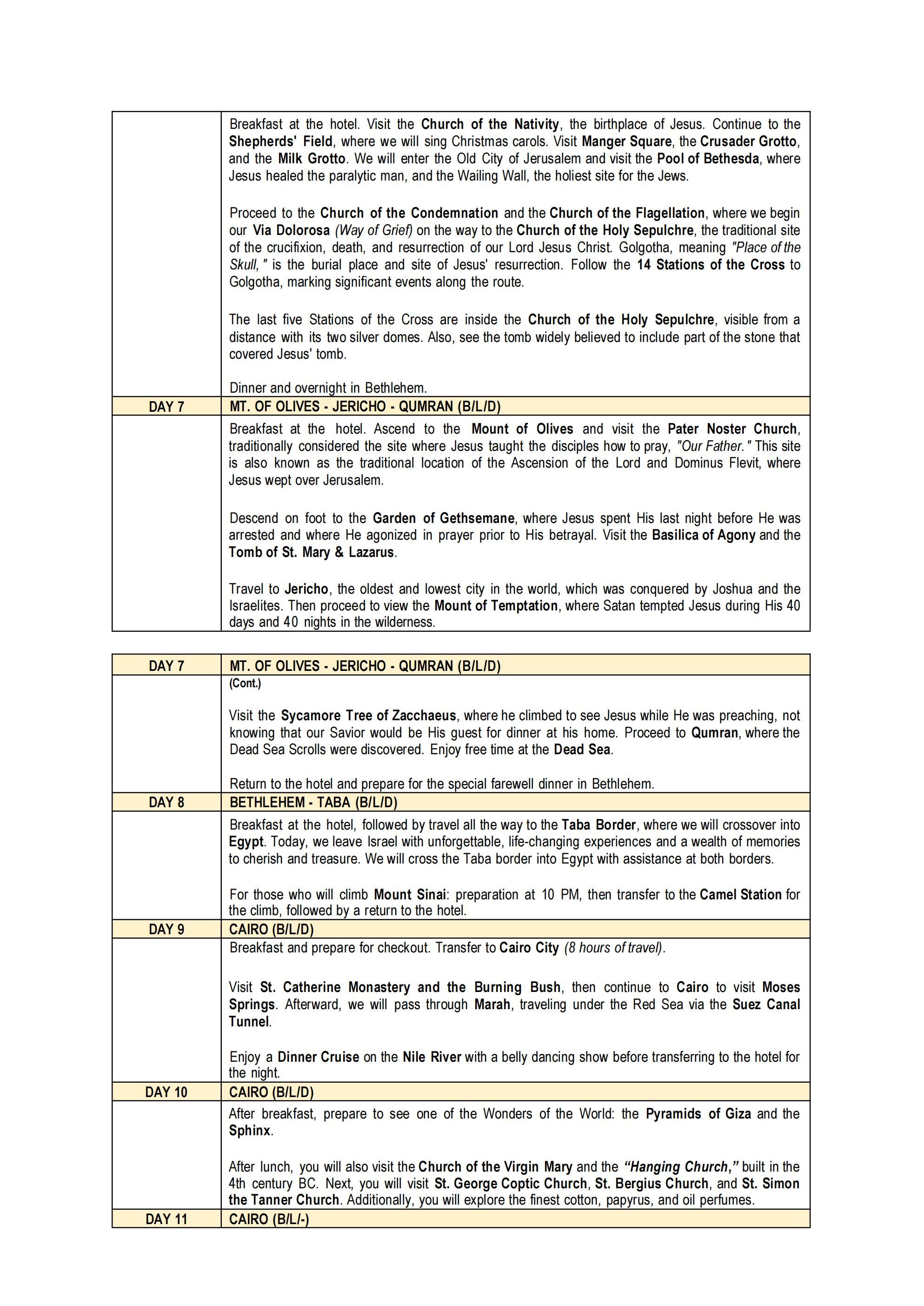 HOLYLAND (Pathways Holyland) 2026: AS LOW AS$4988/PAX itinerary