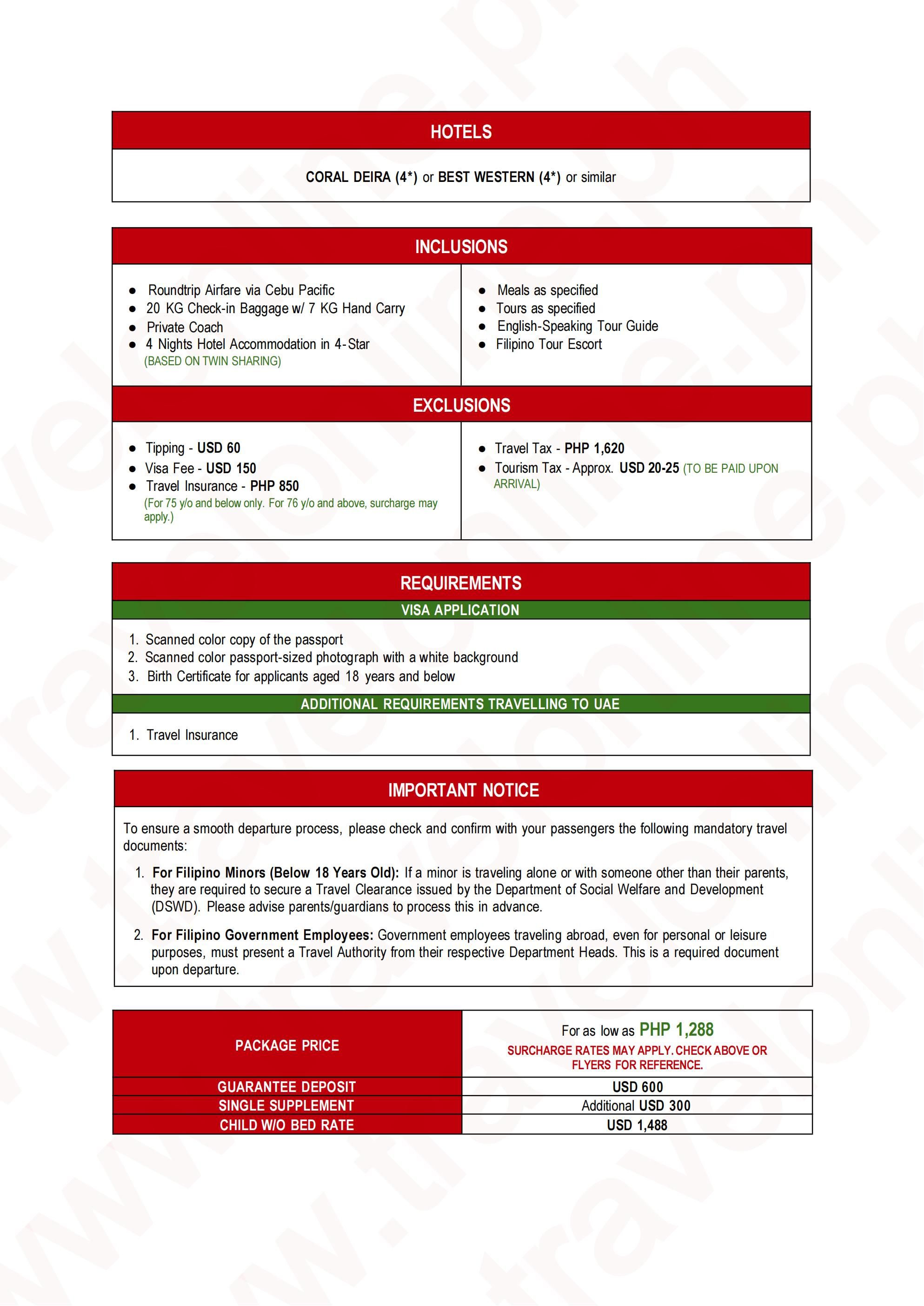 DUBAI and ABU DHABI (Habibi Dubai and Abu Dhabi_via 5J) 2027: AS LOW AS $1288/PAX itinerary