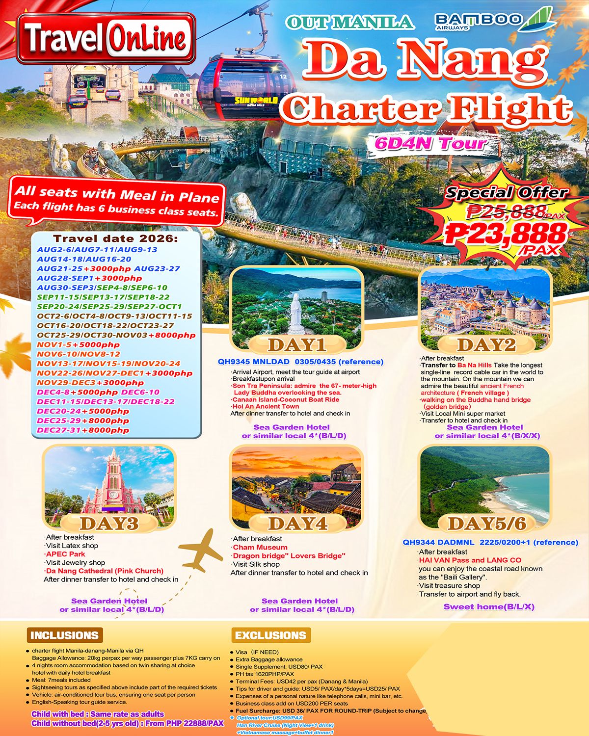 Manila-Danang-6D4N-Charter flight: AS LOW AS ₱23888/PAX promo image