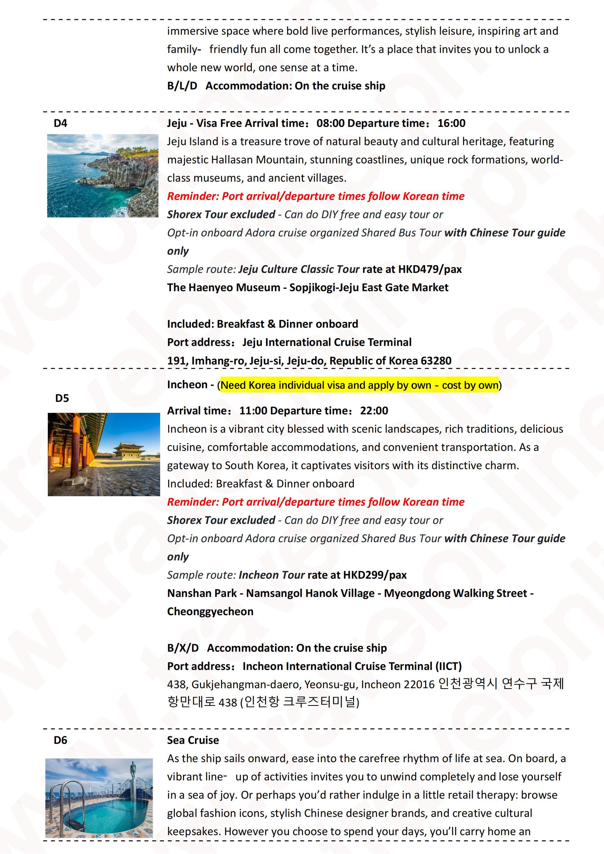 (FIY+CRUISE) Adora Mediterranea Cruise 8D7N (China Beijing-Tianjin+Korea Jeju-Incheon): AS LOW AS $1488/PAX itinerary