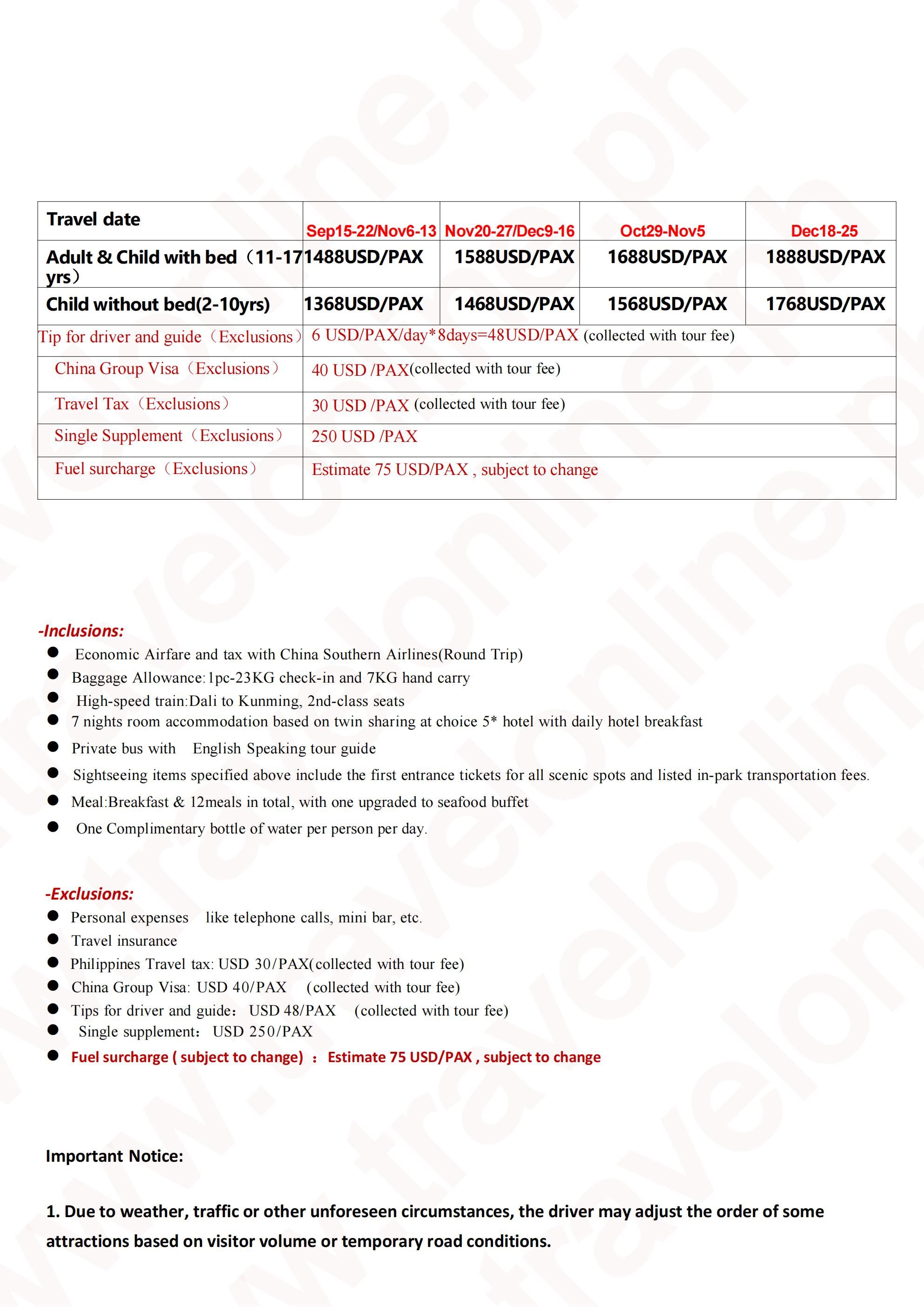 Charming Yunnan 8D7N,2026: AS LOW AS $1488/PAX itinerary