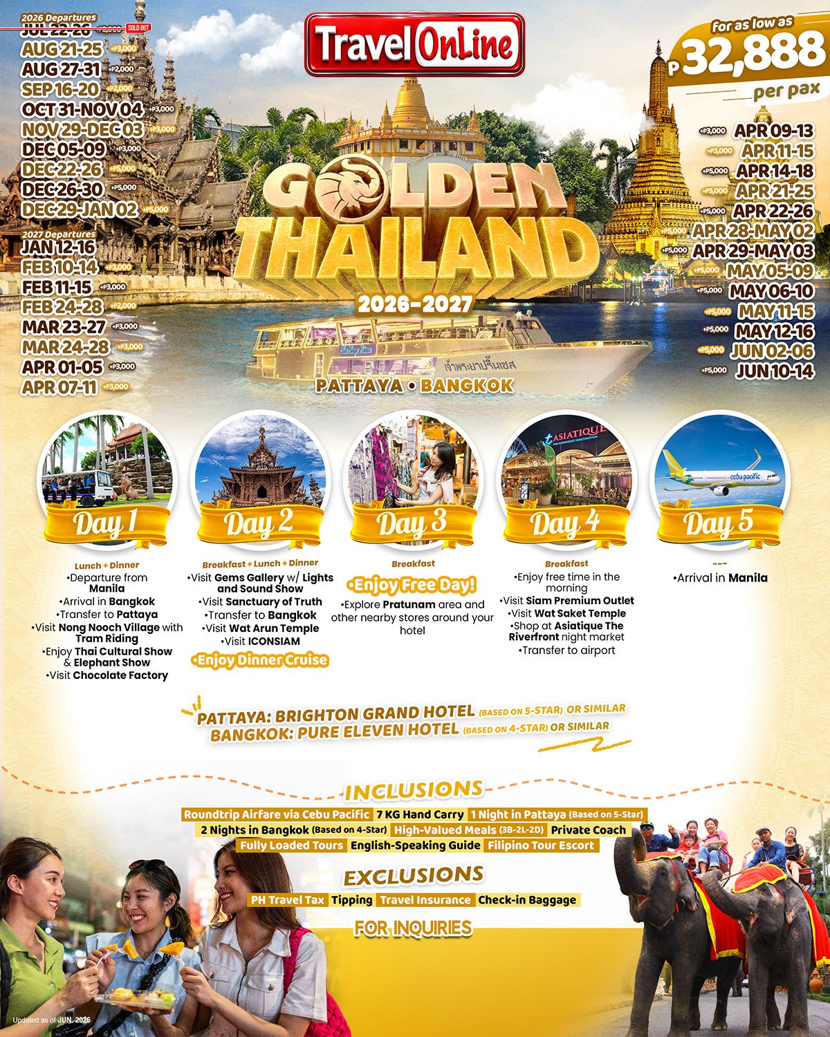 Golden Thailand 2026:  AS LOW AS ₱32888/PAX promo image