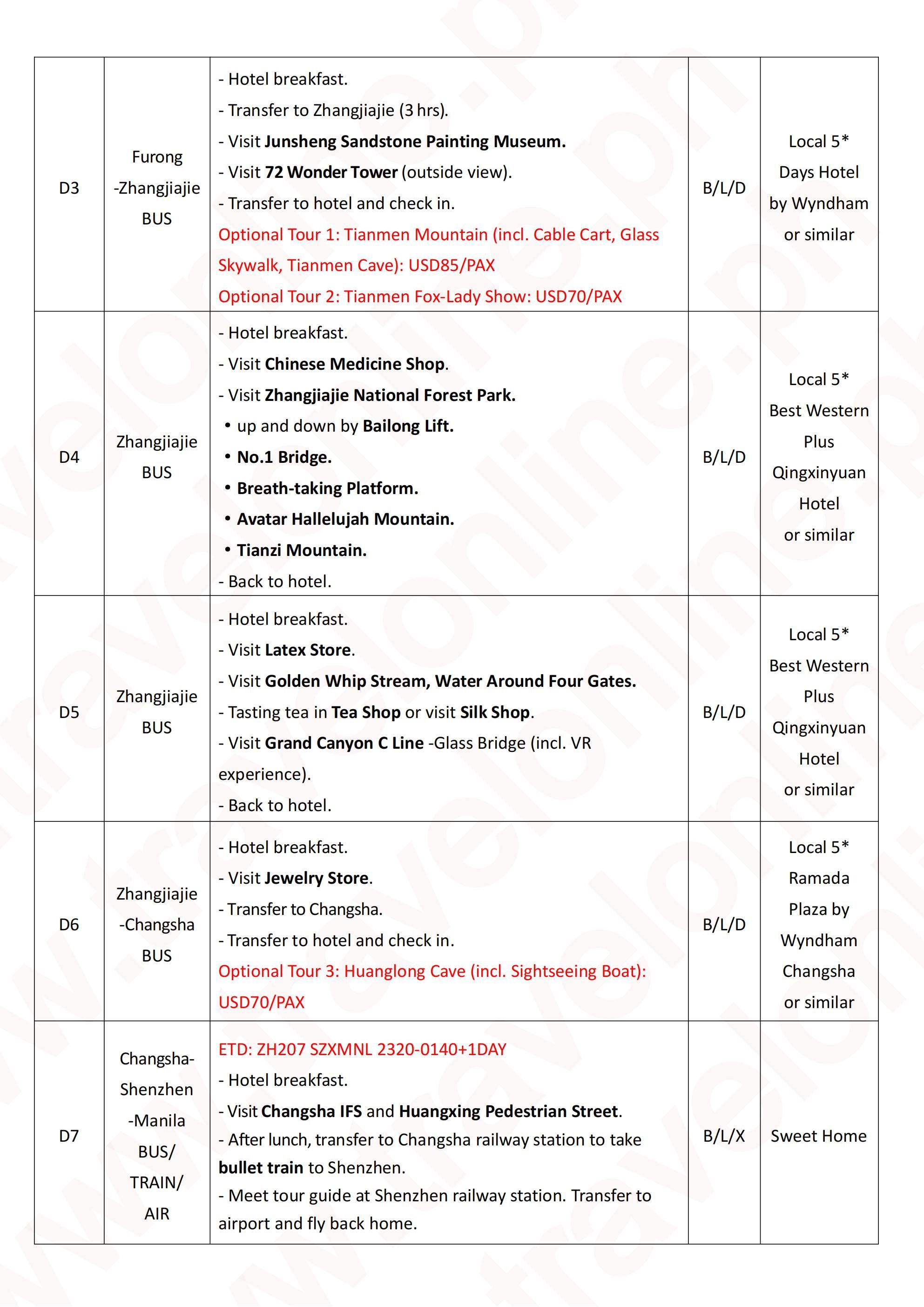 Chongqing+Avatar+Furong 7D6N(CAandZH), 2026: AS LOW AS $598/PAX itinerary