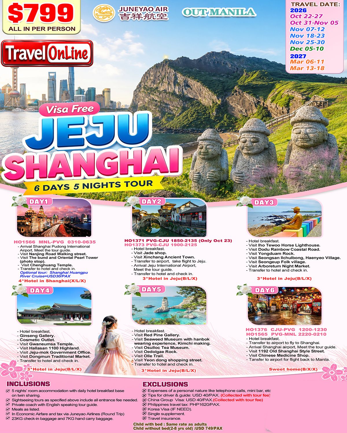 Shanghai - Jeju 6D5N Tour: AS LOW AS $799/PAX promo image