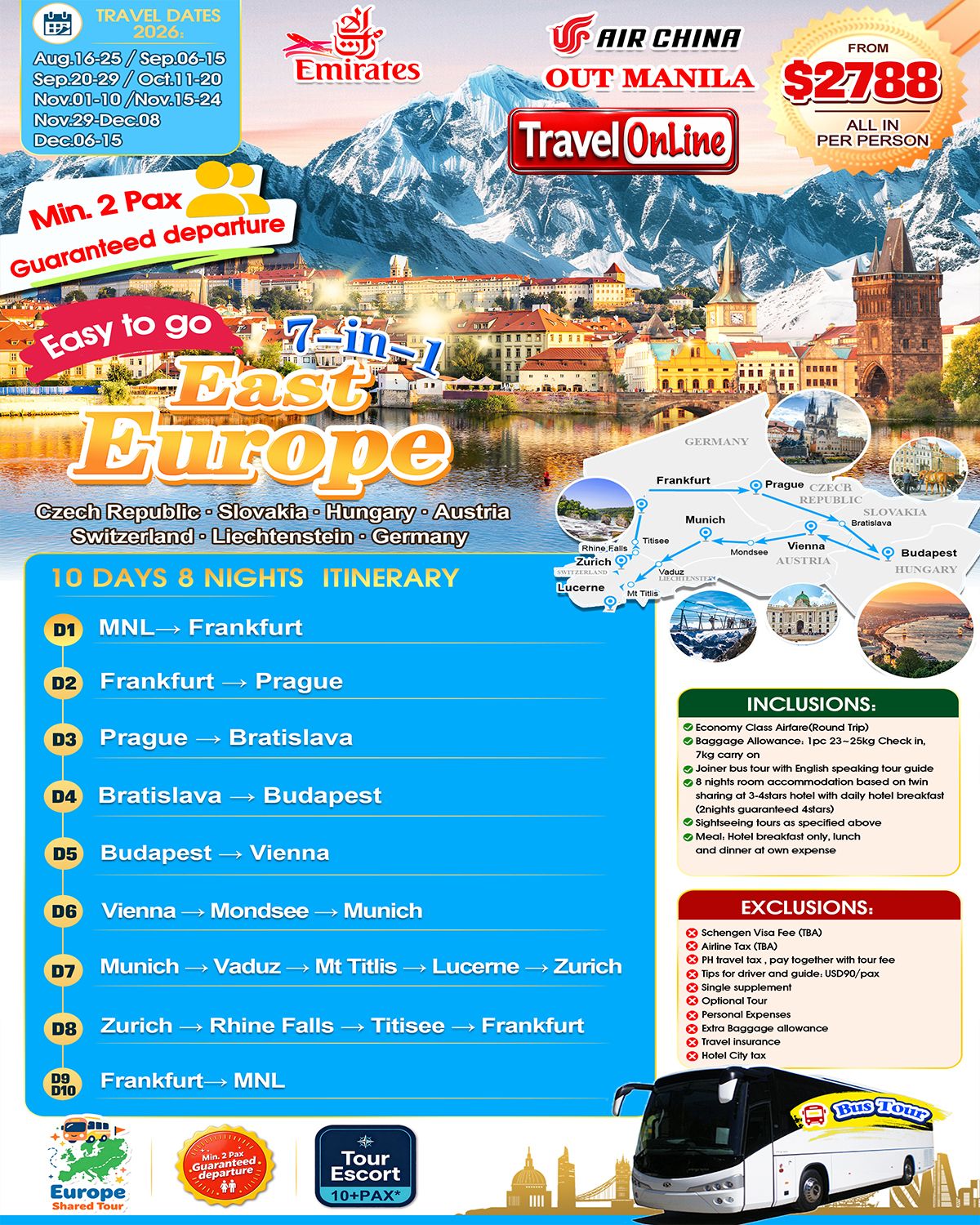 (Easy to Go) East Europe (Via Beijing) 10D8N (6-in-1),2026: AS LOW AS $2788/PAX promo image