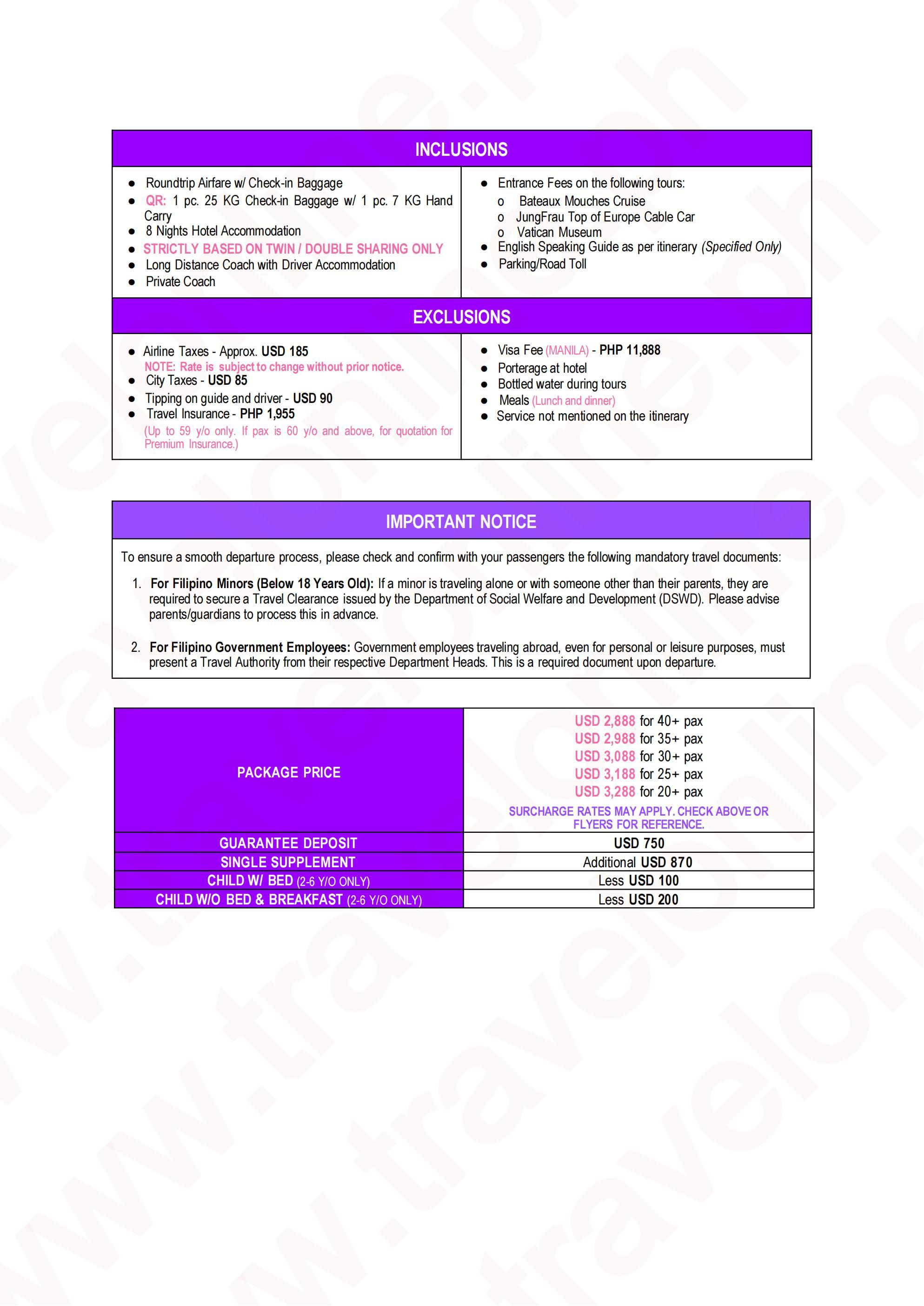 EUROPE (Amore+-Out Davao) 2026: AS LOW AS $2888/PAX itinerary