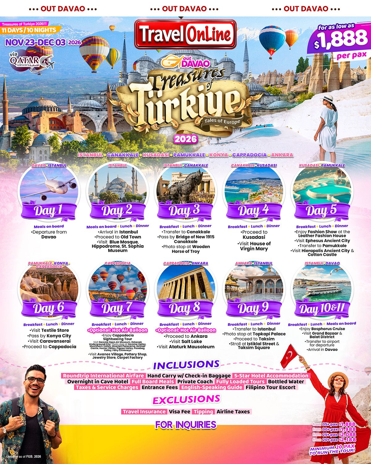 TURKEY (Treasures of Turkiye-Out Davao) 2026: AS LOW AS $1888/PAX promo image