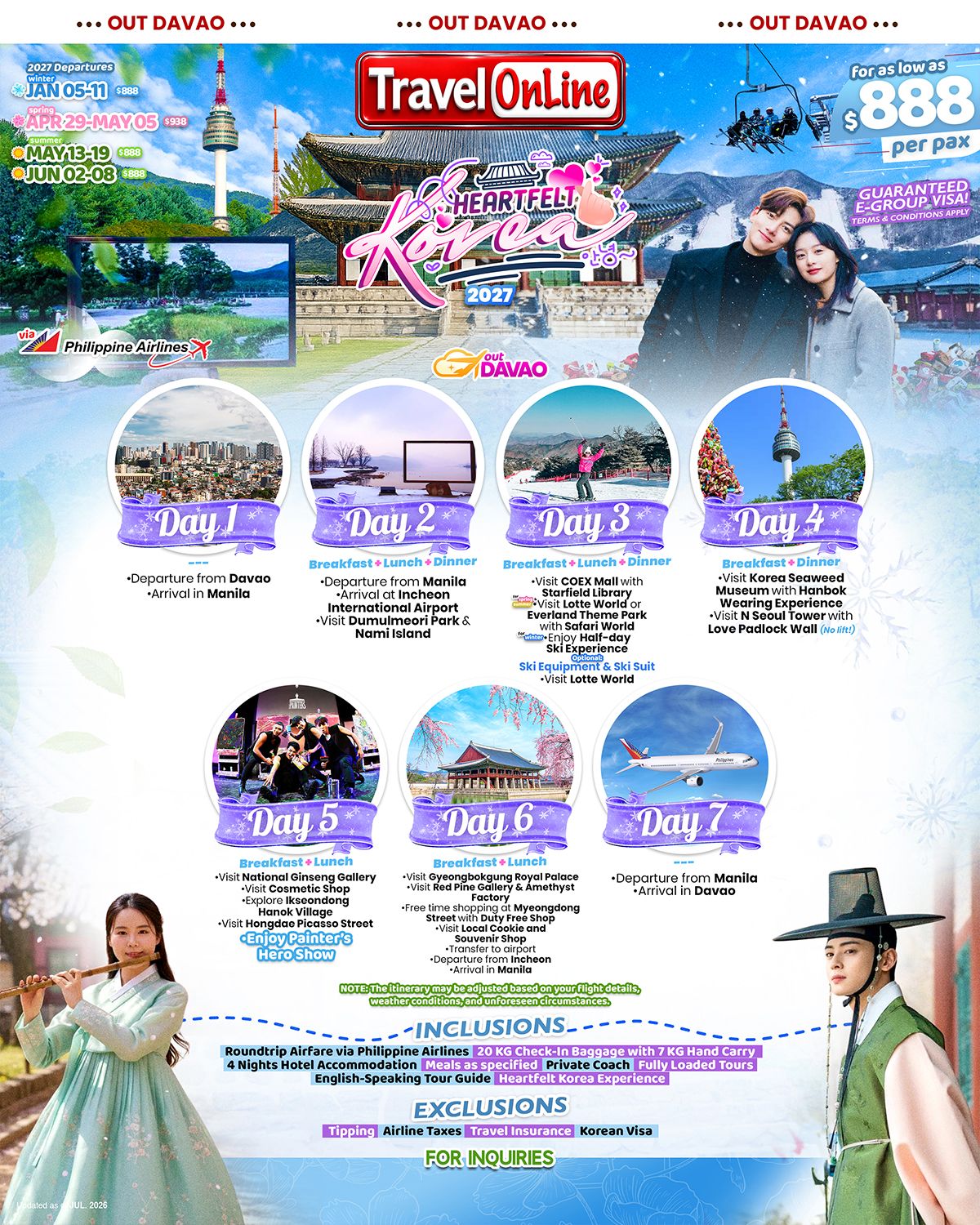 KOREA (Heartfelt Korea_via PAL OUT DVO) 2026: AS LOW AS $888/PAX promo image