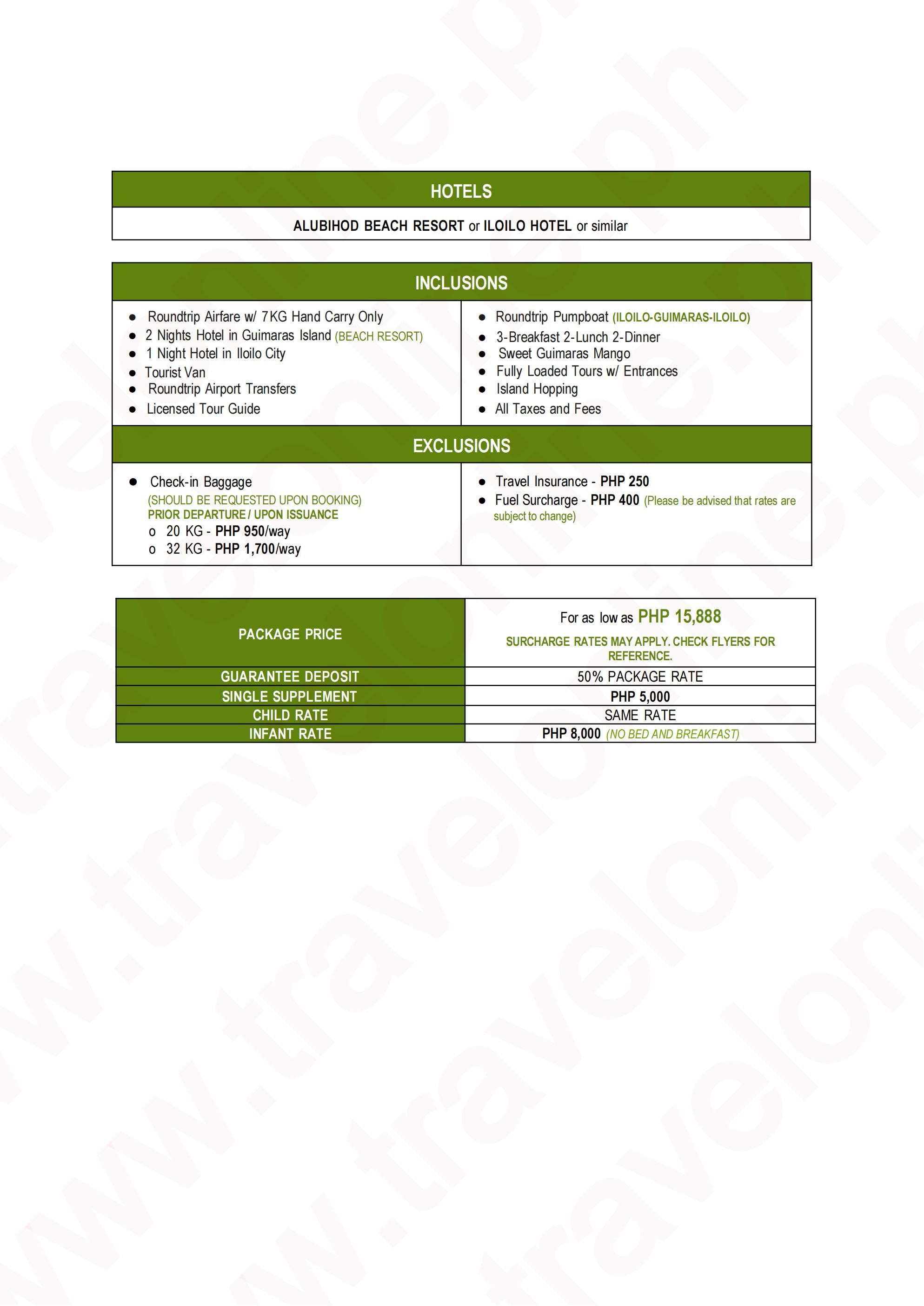 GUIMARAS ILOILO 2026: AS LOW AS ₱15888/PAX itinerary