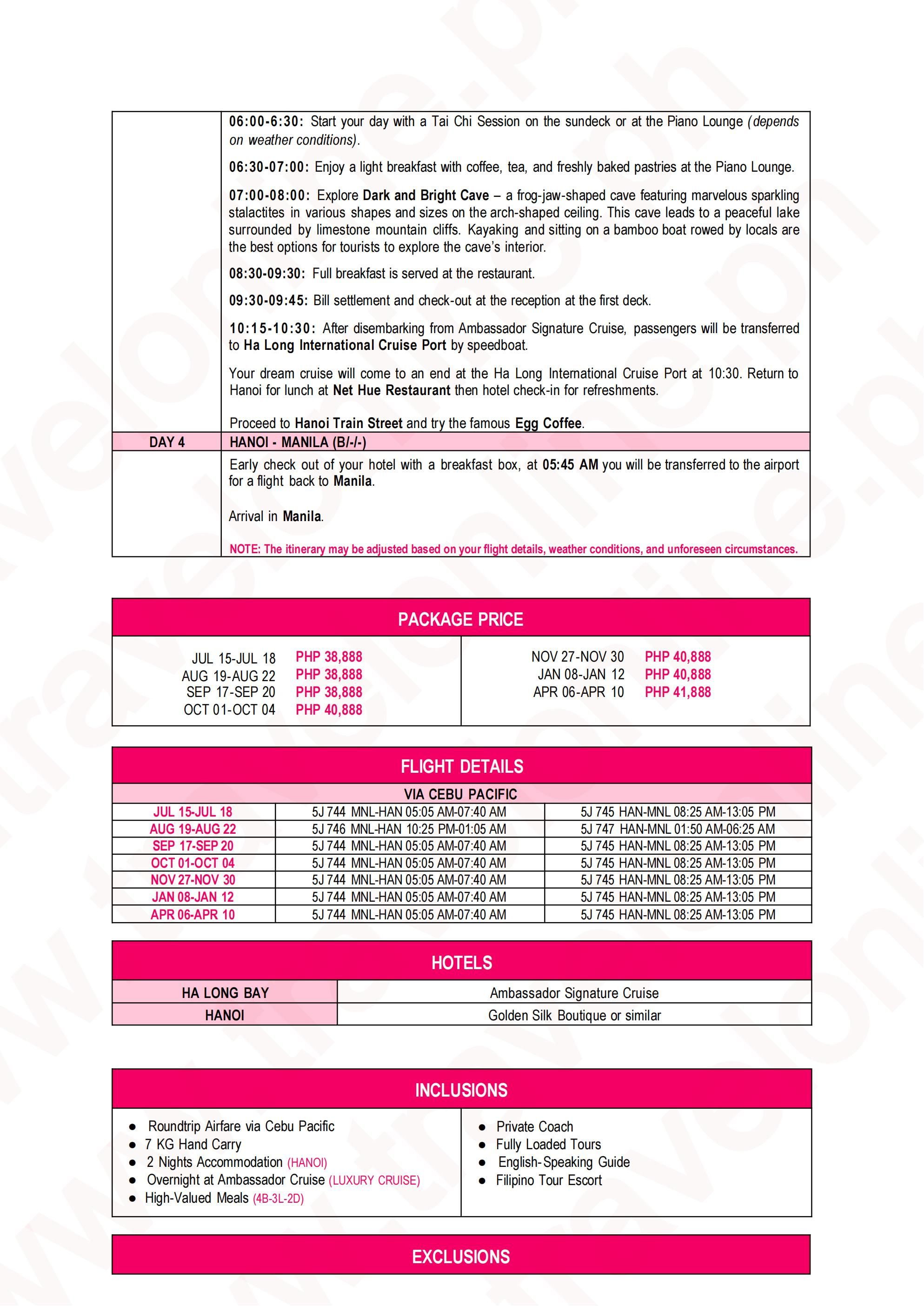 Vietnam Rose 1.0 2026: AS LOW AS ₱38888/PAX itinerary