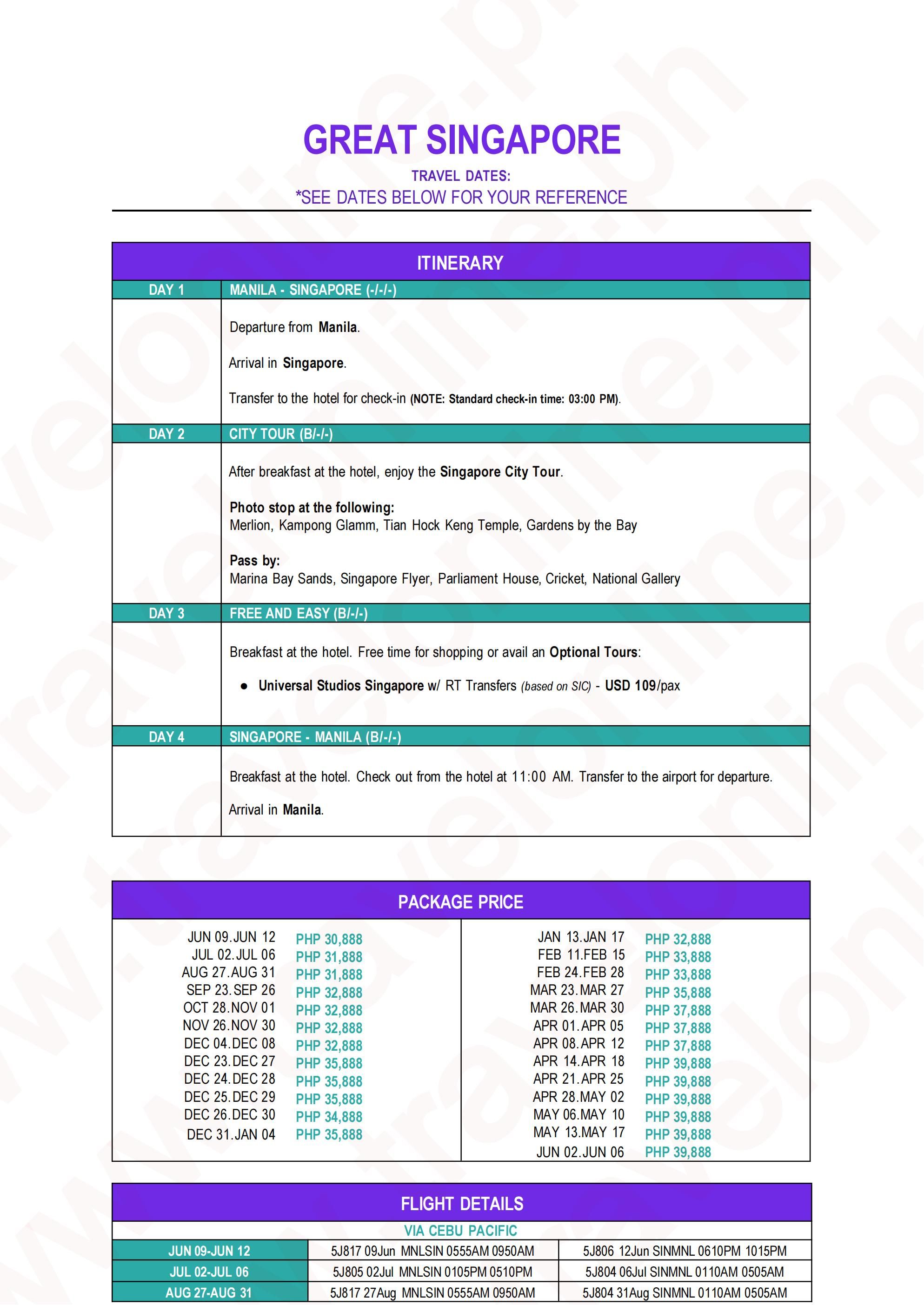 Singapore 2026 : AS LOW AS ₱32888/PAX itinerary