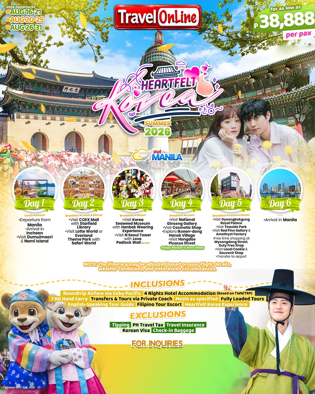 KOREA (Heartfelt Korea_Summer) 2026:  AS LOW AS ₱38888/PAX  promo image