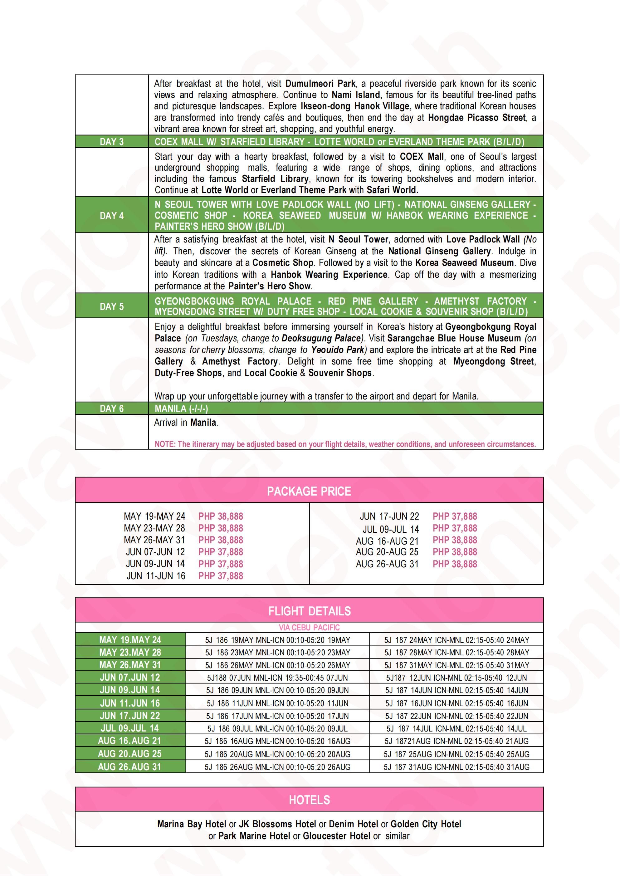 KOREA (Heartfelt Korea_Summer) 2026:  AS LOW AS ₱38888/PAX itinerary