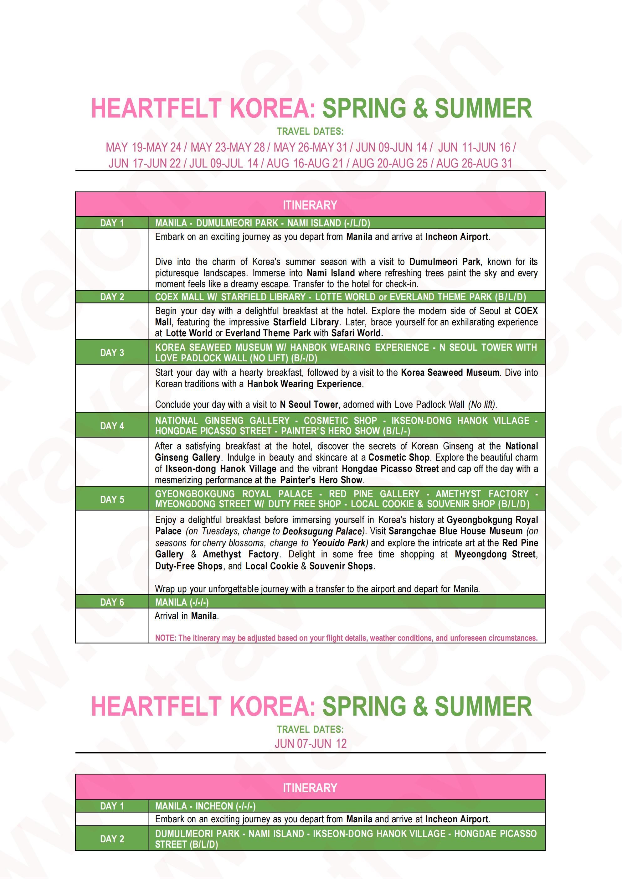 KOREA (Heartfelt Korea_Summer) 2026:  AS LOW AS ₱38888/PAX itinerary
